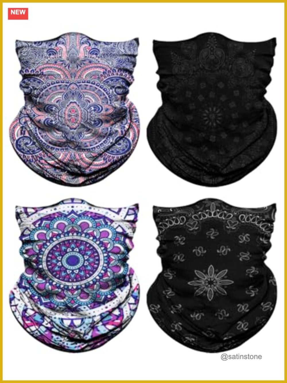 4-Pack Neck Gaiter Face Mask Head Wrap Scarf Balaclava Microfiber